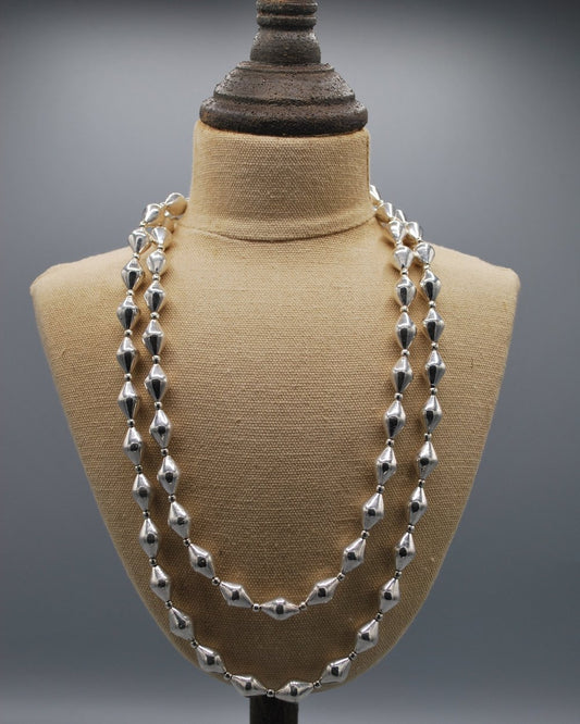 Double strand silver lost wax necklace