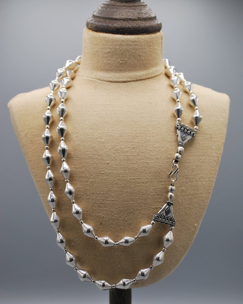 Double strand silver lost wax necklace