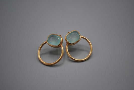Aqua chalcedony gold plate hoop