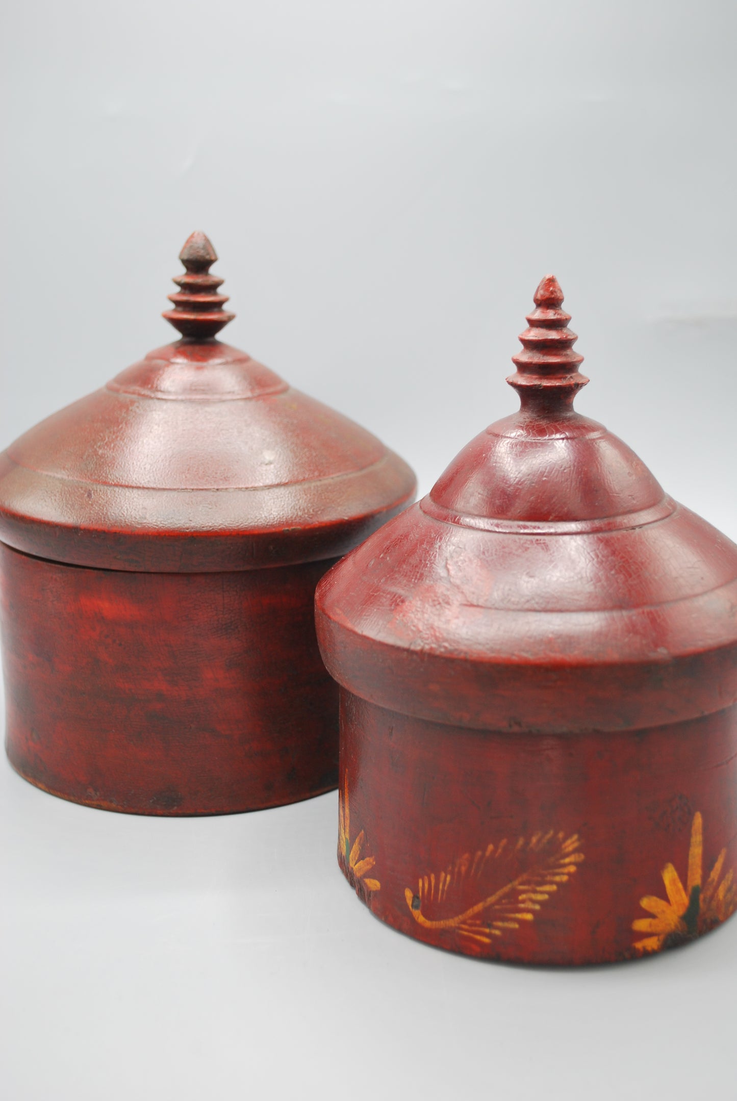 Teak wooden storage pot