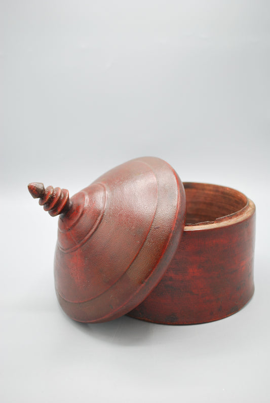 Teak wooden storage pot