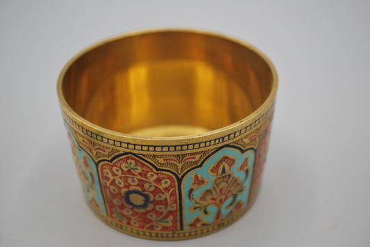 Brass hand enameled ‘bindi’ pot with lid