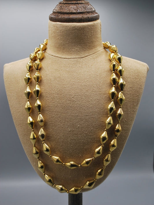 Double strand gold lost wax necklace