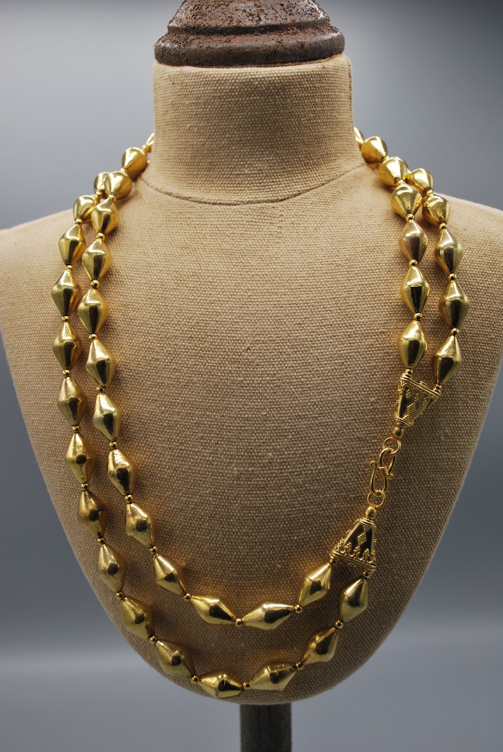 Double strand gold lost wax necklace