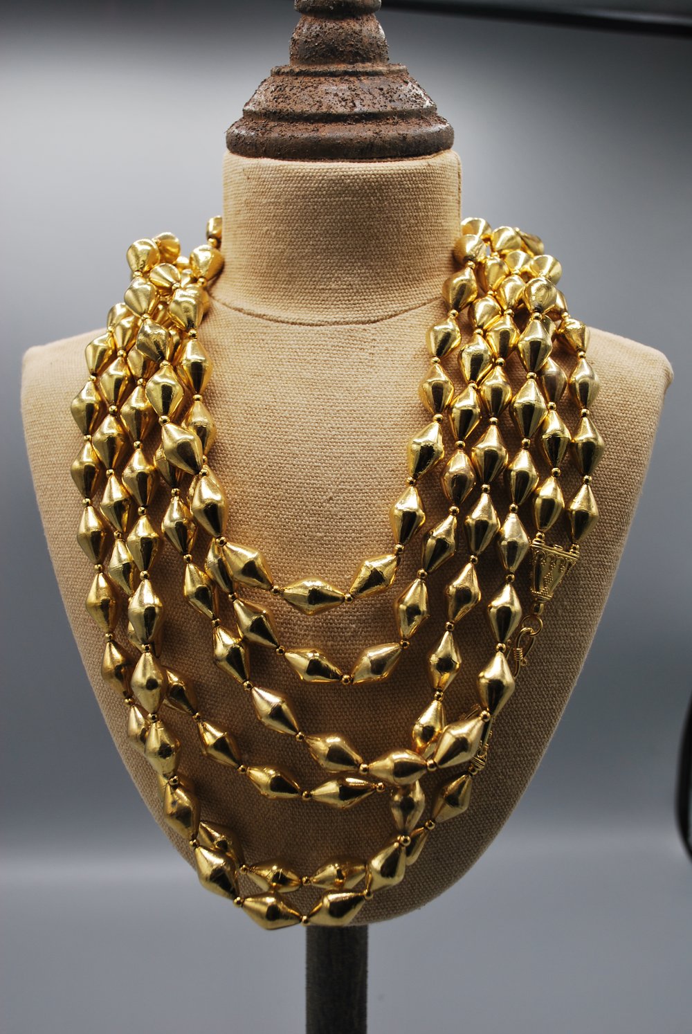 Double strand gold lost wax necklace