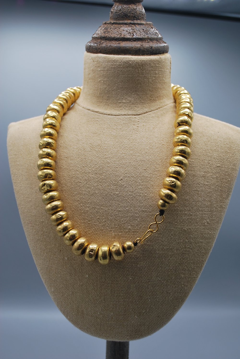 Gold temple bead necklace