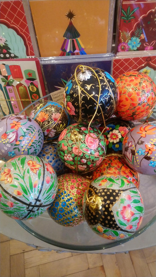 Kashmiri hand painted baubles