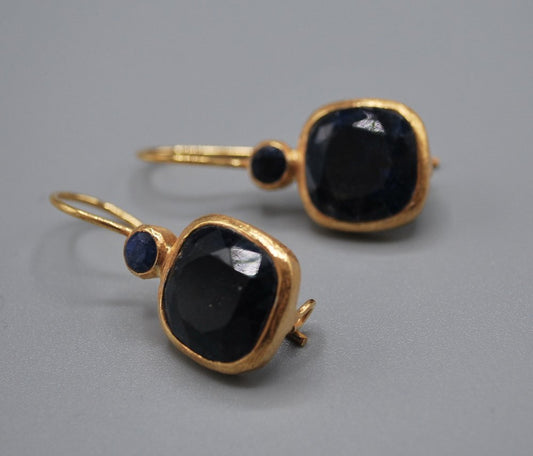 Dark Blue Rapada stone drop earrings