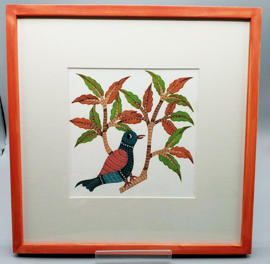 Bird painting with frame