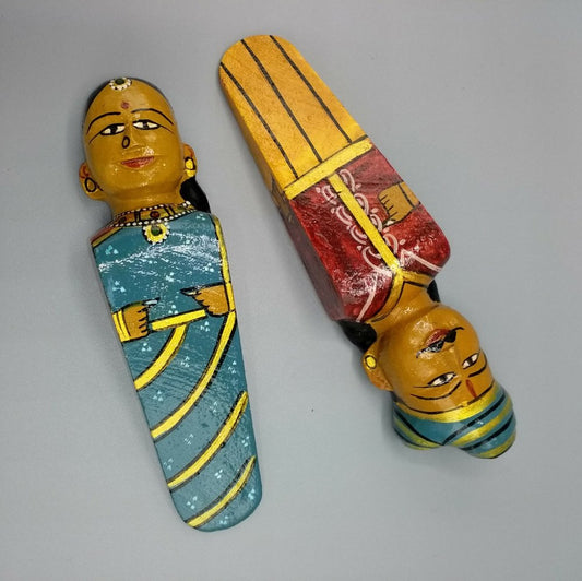 Blue / red hand painted doorstops