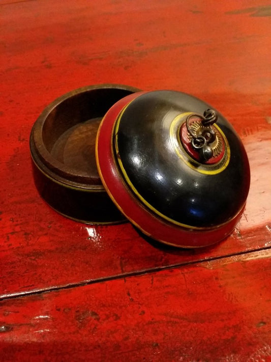 Large round hand crafted spice box
