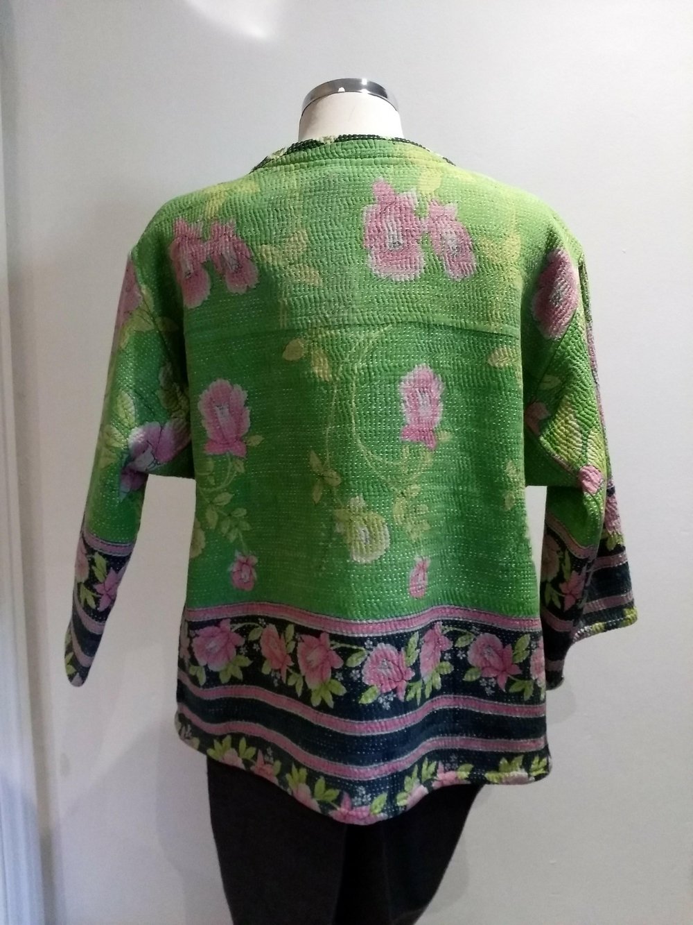 Kantha stitch jacket - green