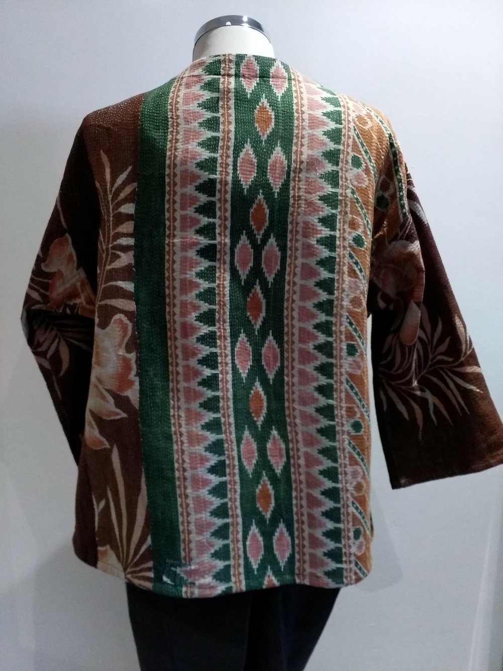 Kantha stitch jacket - brown