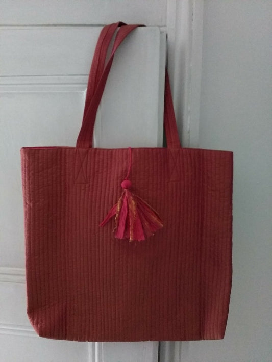 Polysilk shopper - burnt orange / dark pink