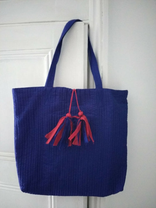 Polysilk shopper - royal blue / red