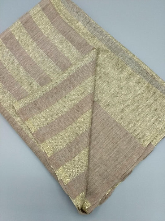 Pure cashmere and lurex stripe scarf - Dark Mink