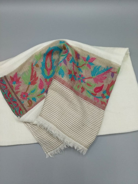Pure cashmere / karni scarf - cream