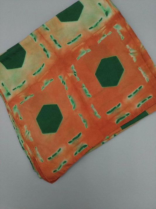 Shibori silk scarf - Orange / green