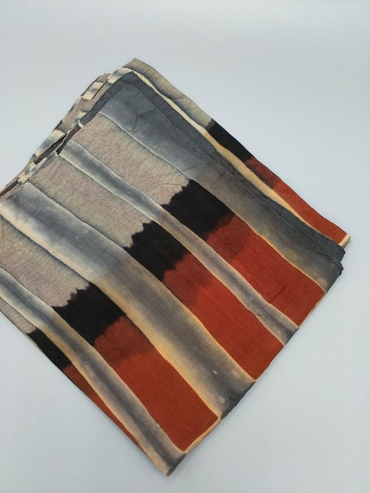 Shibori silk scarf - Burnt orange stripe