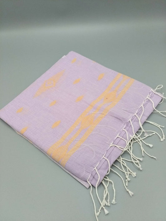Hand weave cotton jamdani scarf - lilac