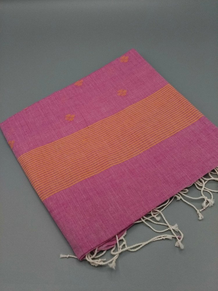 Hand weave cotton jamdani scarf - pink / orange