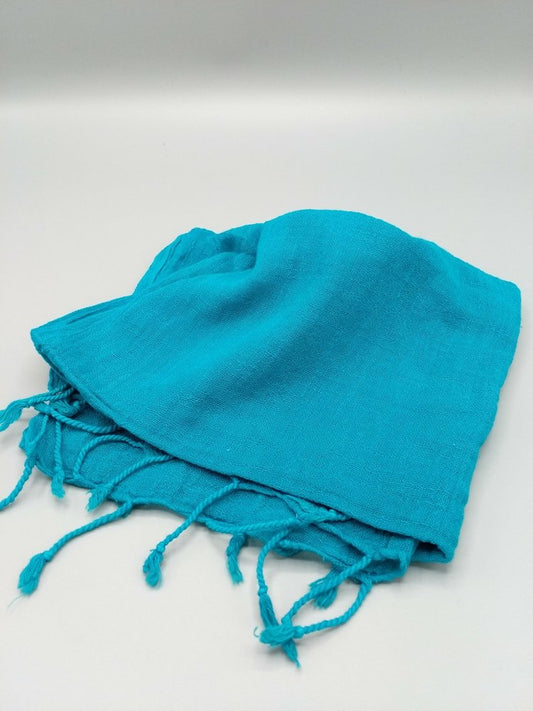 Block colour cheesecloth scarf - blue