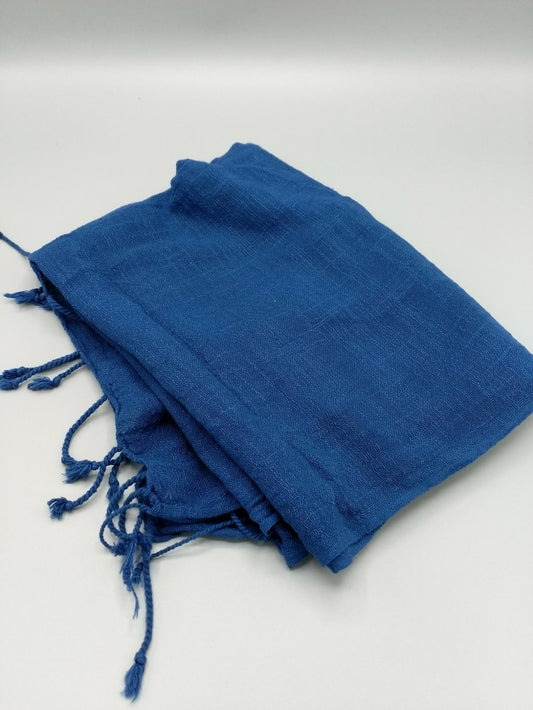 Block colour cheesecloth scarf - dark blue