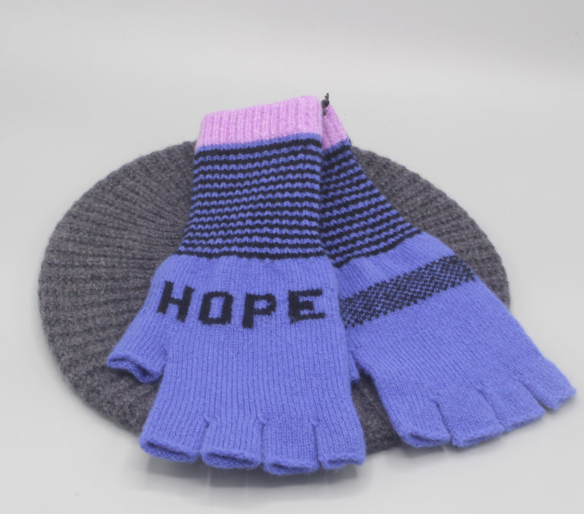 Hope / Love fingerless wool gloves