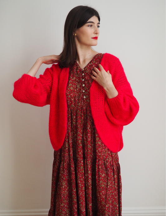 Smila mohair cardigan - dark raspberry