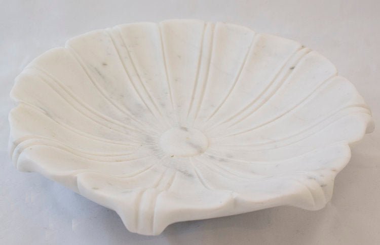 Hand carved marble lotus dish