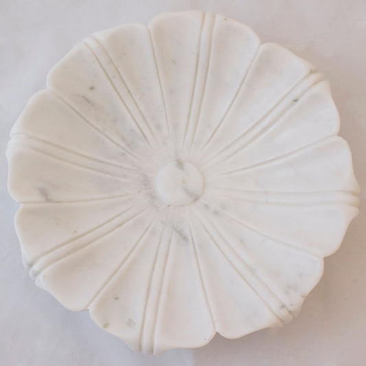 Hand carved marble lotus dish