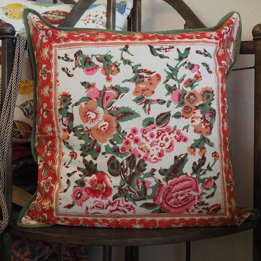Block print double sided cushion (roses)