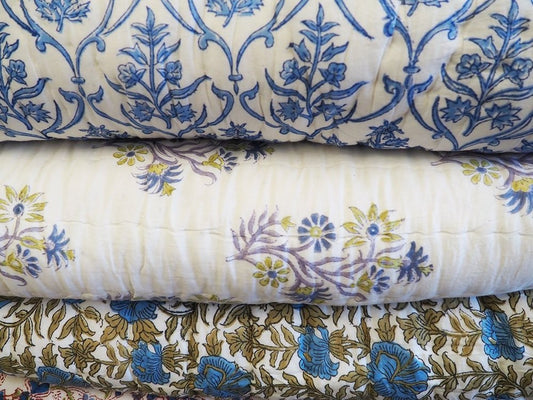 Hand block printed kingsize / double quilts