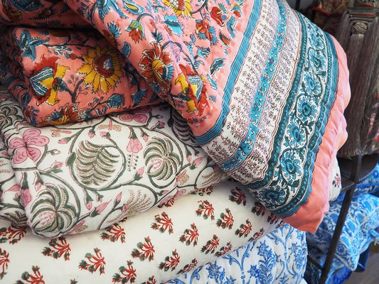 Hand block printed double quilts