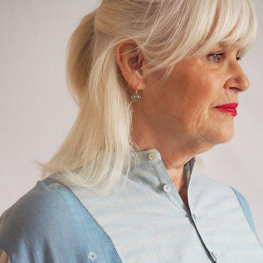 Mini oval drop earrings - labradorite