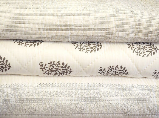 Hand block printed double quilt