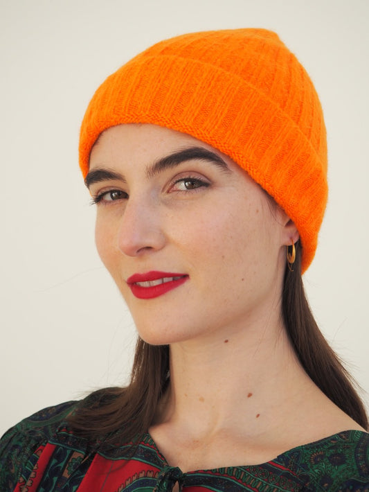 Alpaca wool mix beanie - orange