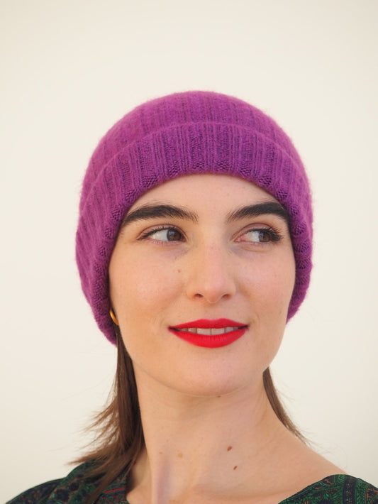 Alpaca wool mix beanie - purple
