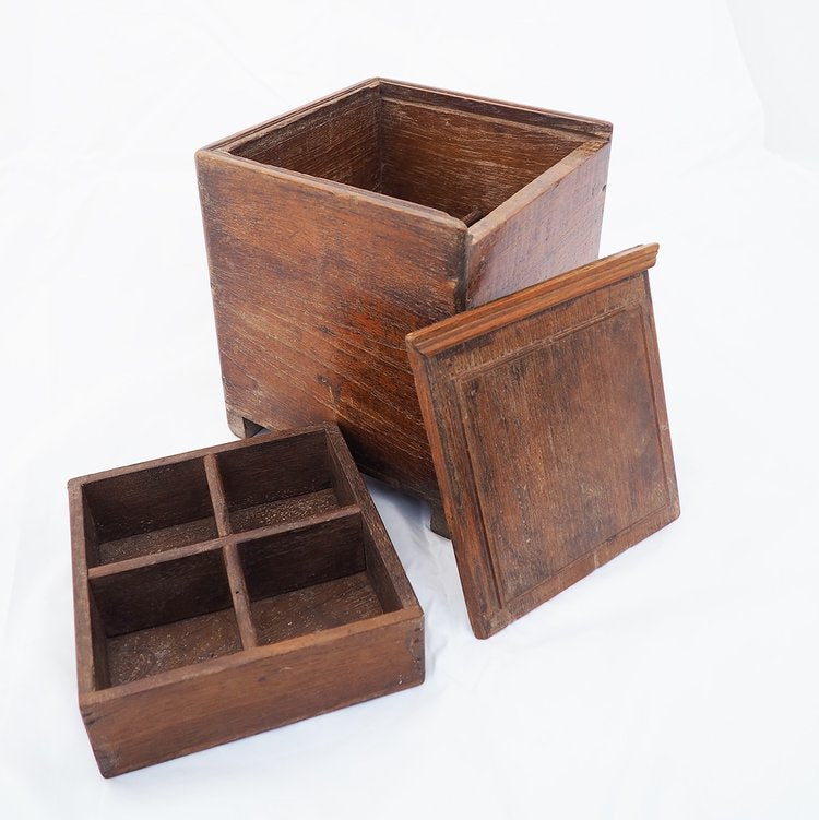 Mango wood two tier spice box