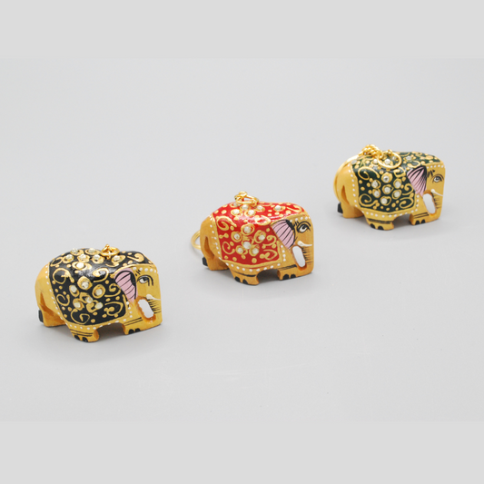 Wooden elephant keyring