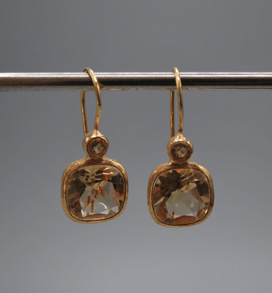 Citrine stone drop earrings