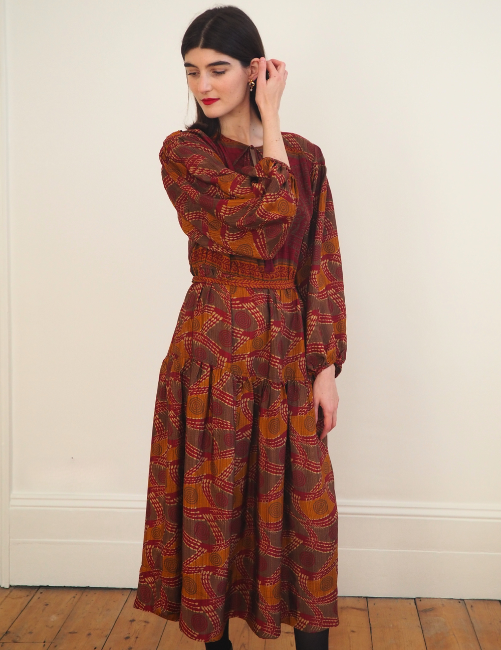 Rust orange silk dress on sale