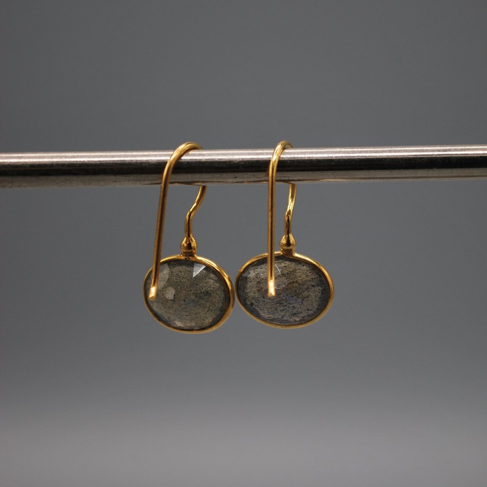 Mini oval drop earrings - labradorite