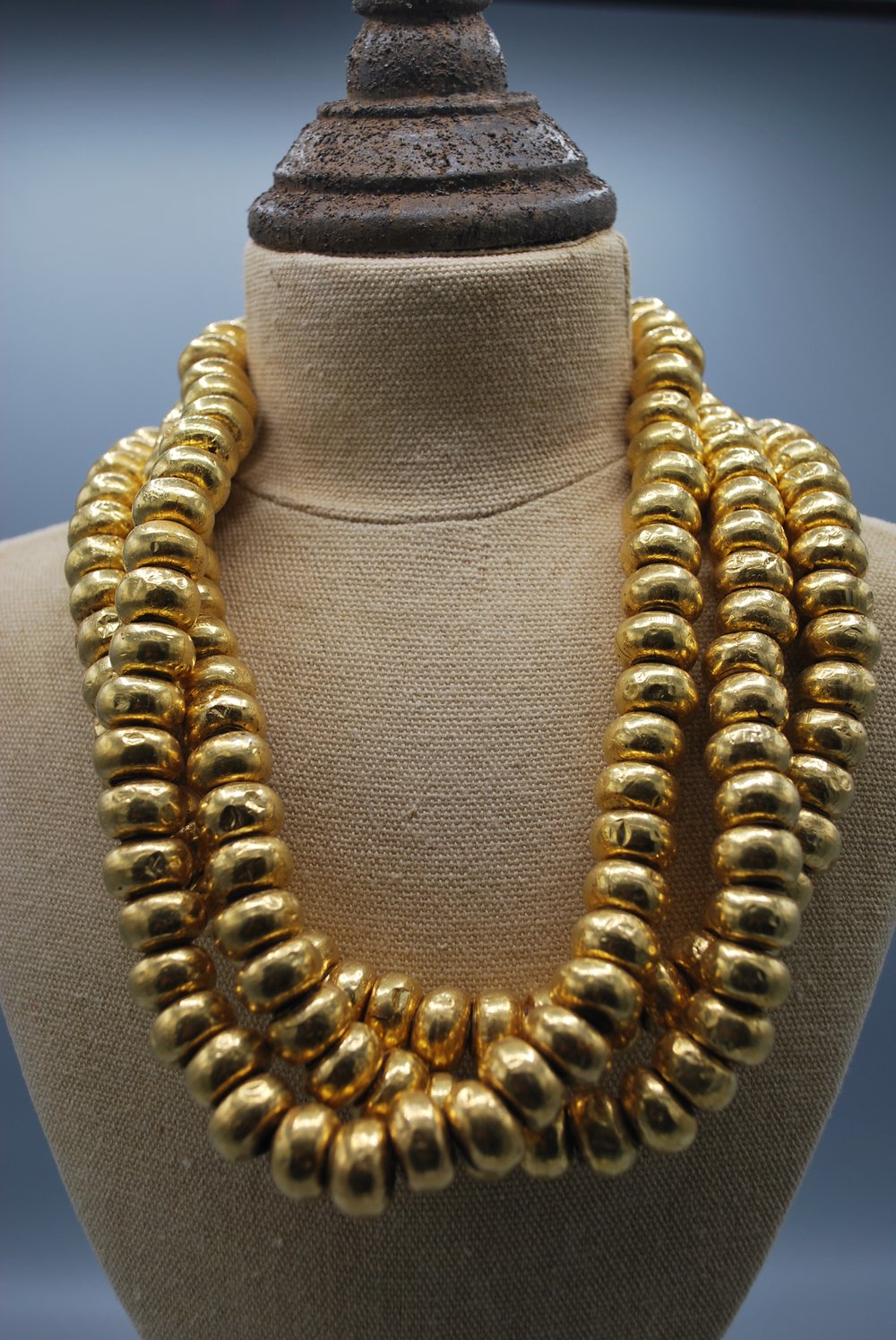 Gold temple bead necklace
