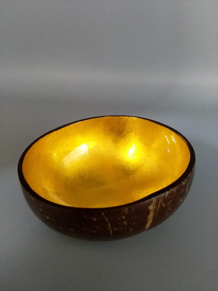 Lacquered metallic coconut bowl