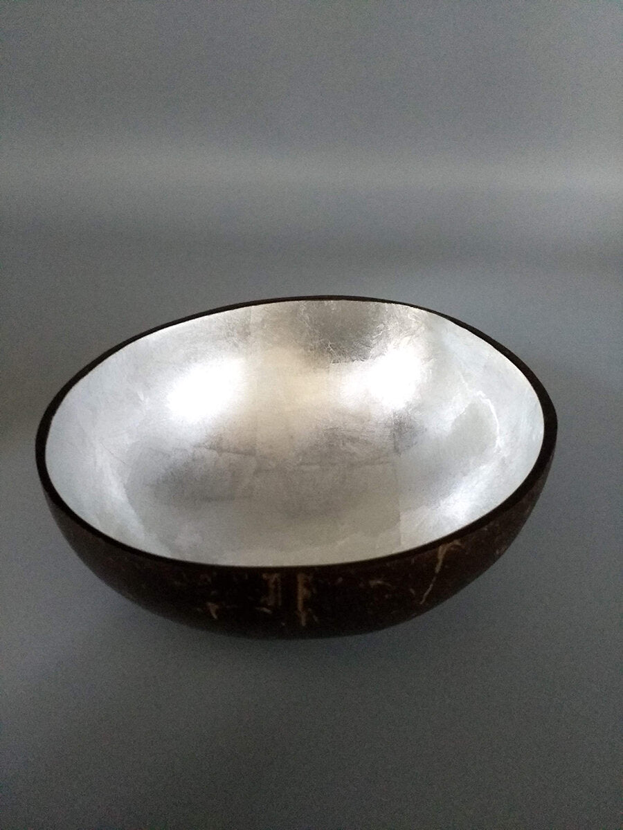 Lacquered metallic coconut bowl