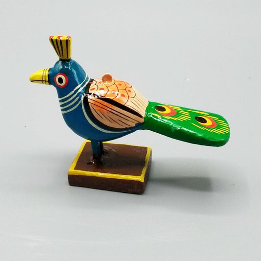 Little blue wooden bird