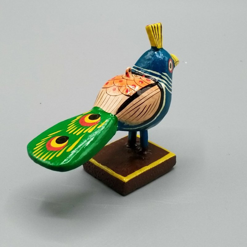 Little blue wooden bird