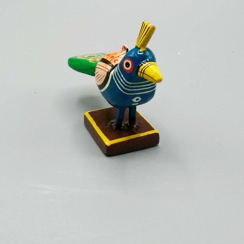 Little blue wooden bird