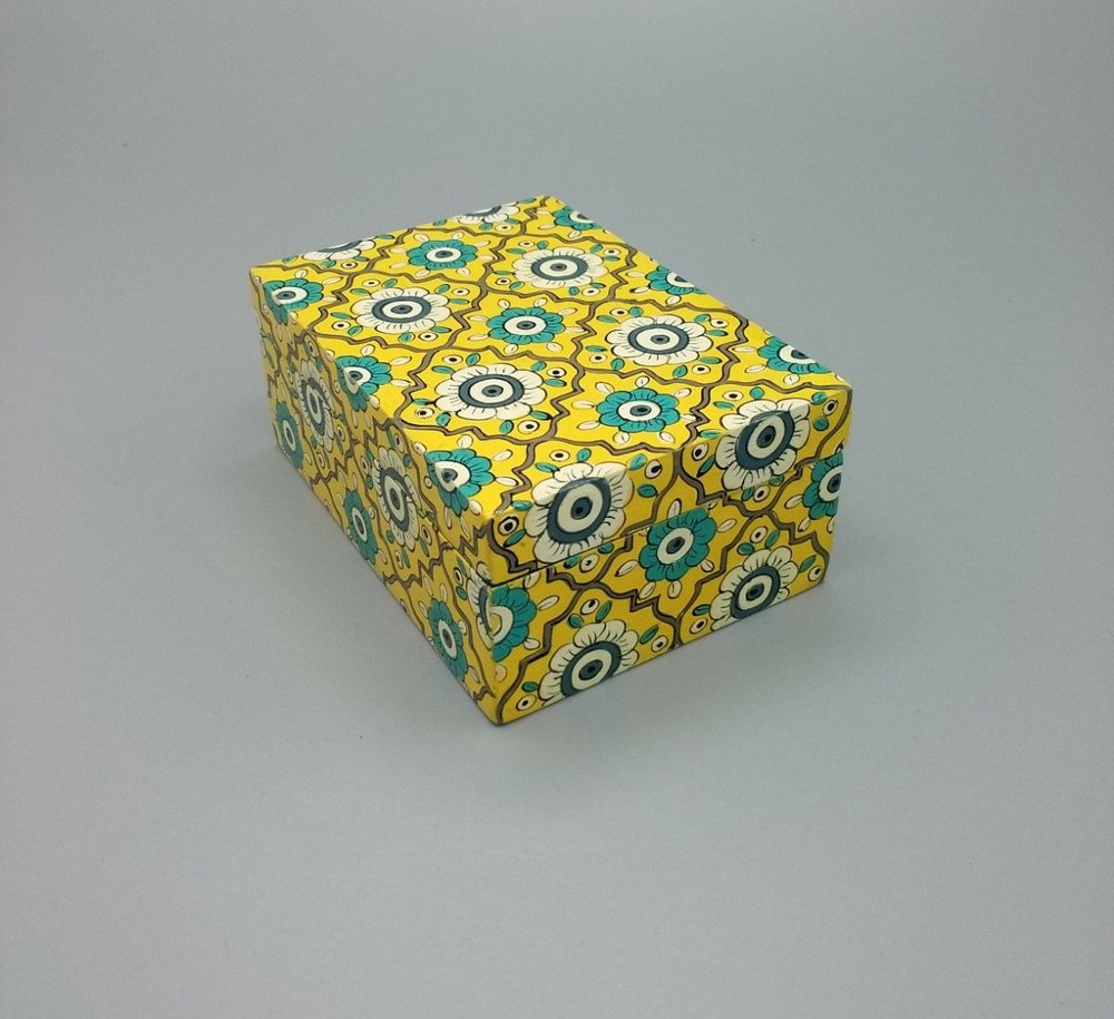Wooden trinket box - yellow